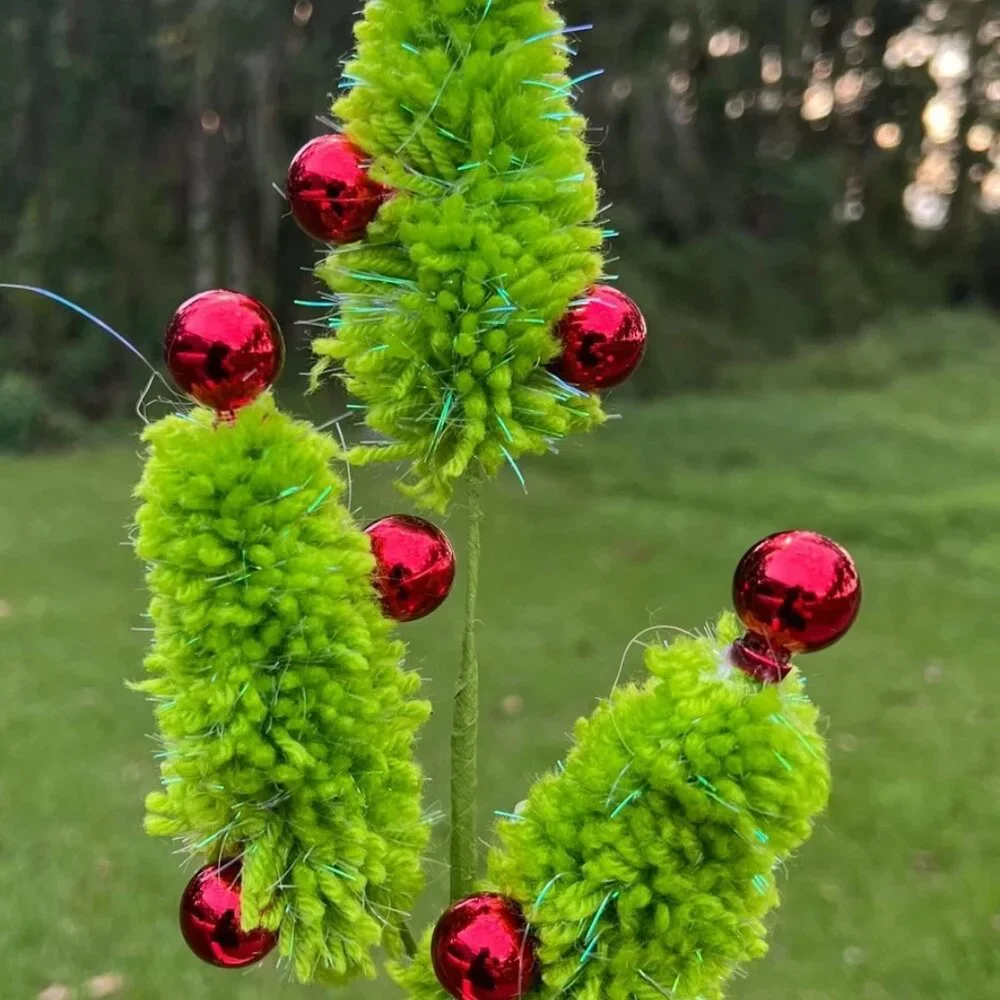 Yarn Christmas Tree Spray Stem Holiday DIY Arrangement Decoration 28 inches